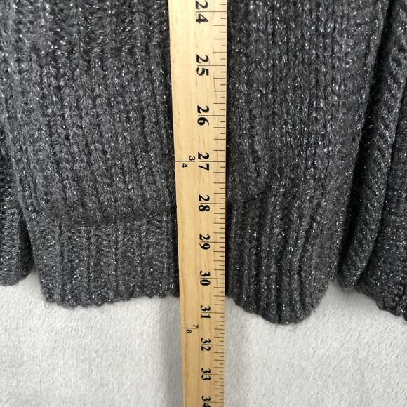 TRINA TURK Metallic Mohair Blend Cardigan Sweater Sz M Gray‎ Wide Cuff Pockets - Picture 7 of 13